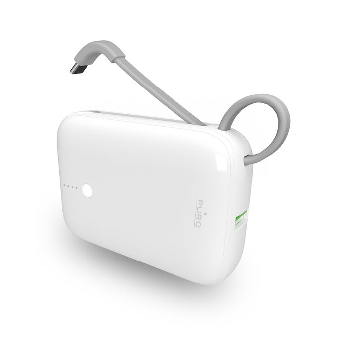 Puro Power Link 10 Plus 10000mAh Power Bank with Built-in USB-C Cable – White