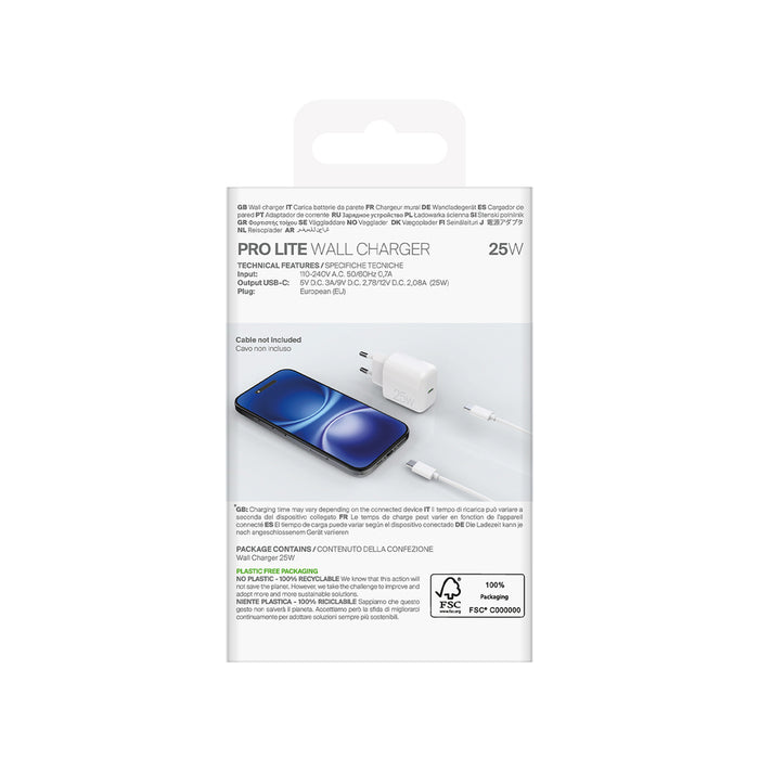 Puro Daily Prolite 25W USB-C Power Delivery charger - white