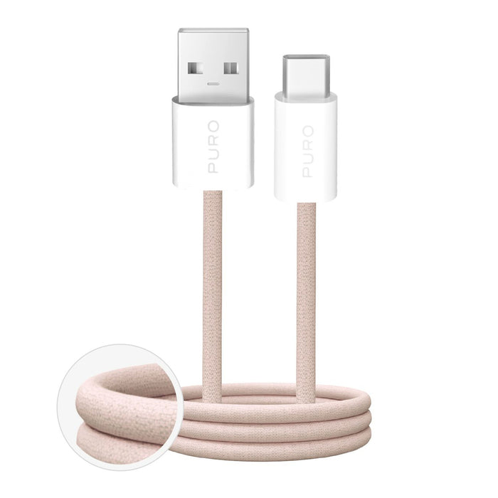 Puro Fabrik 10W Braided Cable USB-A - USB-C 1.5m - Beige