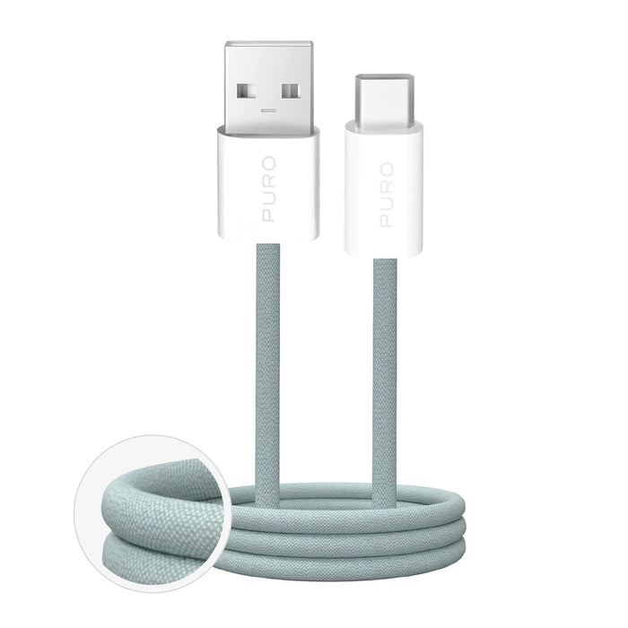 Puro Fabrik 2.0 10W USB-A - USB-C Braided Cable 1.5m - Green