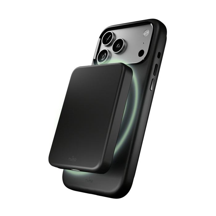 Puro Icon Mag Pro Liquid Silicone Case for iPhone 17 Pro Max, MagSafe Compatible, with Camera Protection and Aluminum Buttons - Black