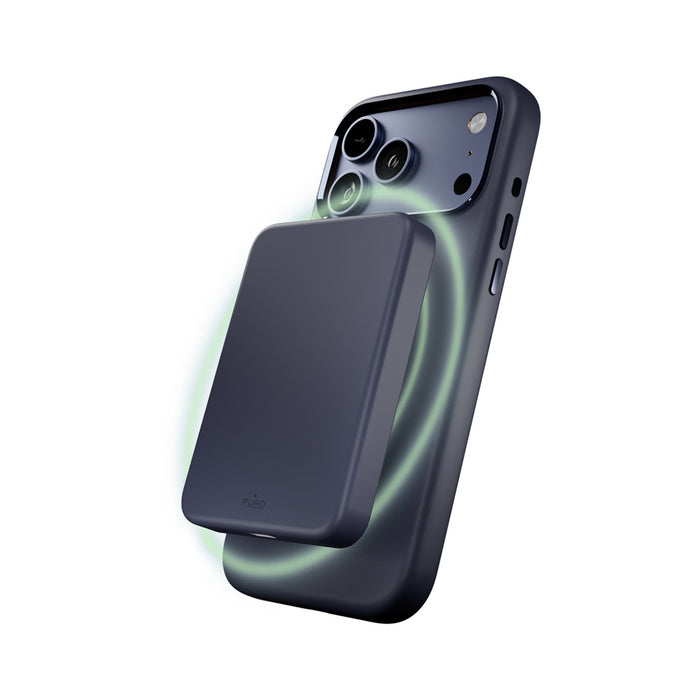 Puro Icon Mag Pro Liquid Silicone Case for iPhone 17 Pro Max, MagSafe Compatible, with Camera Protection and Aluminum Buttons - Dark Blue