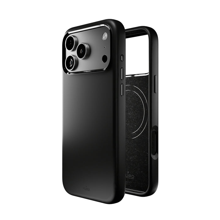 Puro Icon Mag Pro Liquid Silicone Case for iPhone 17 Pro, MagSafe Compatible, with Camera Protection and Aluminum Buttons - Black