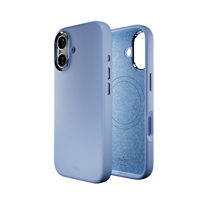 Puro Icon Mag Pro Liquid Silicone Case for iPhone 17, MagSafe Compatible, with Camera Protection and Aluminum Buttons - Blue
