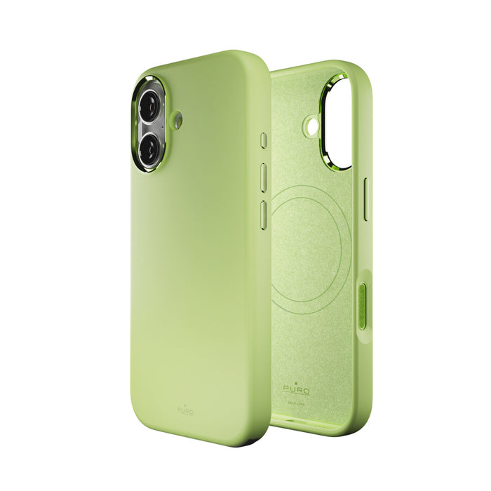 Puro Icon Mag Pro Liquid Silicone Case for iPhone 17, MagSafe Compatible, with Camera Protection and Aluminum Buttons - Green