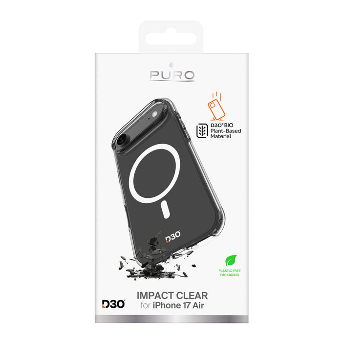 Puro Impact Clear D3O TPU+PC MagSafe Compatible Case for iPhone 17 Air - Transparent