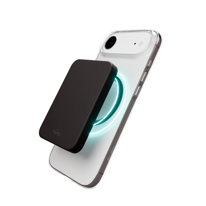 Puro Lite Mag TPU+PC Case Compatible with MagSafe for iPhone 17 Air - Transparent with Black Ring
