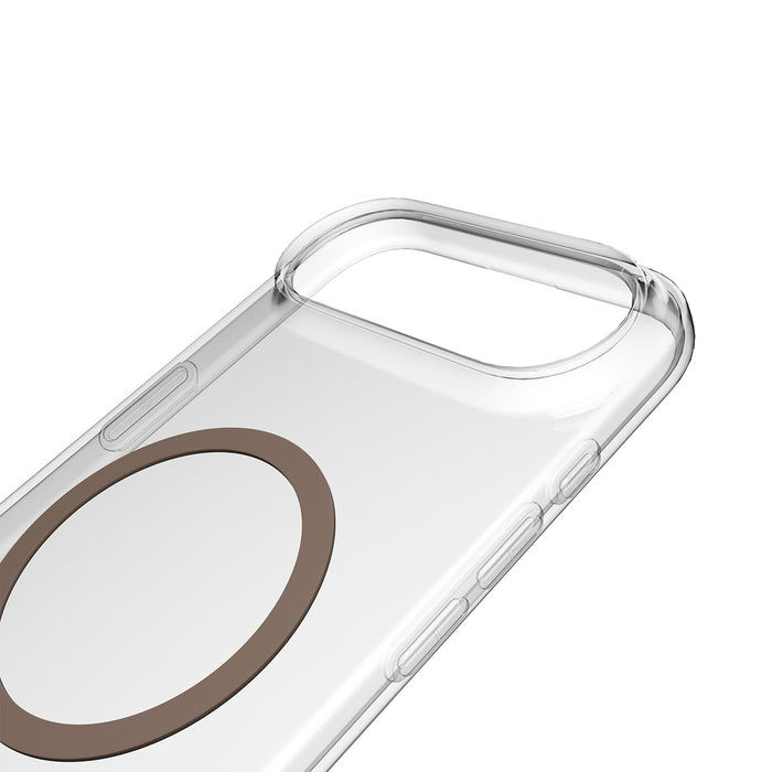 Puro Lite Mag TPU+PC Case Compatible with MagSafe for iPhone 17 Air - Transparent with Brown Ring