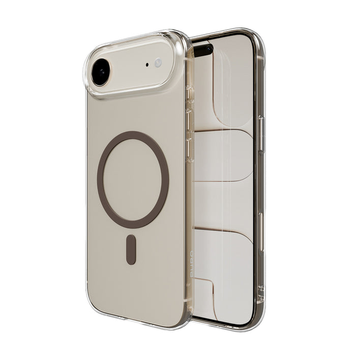 Puro Lite Mag TPU+PC Case Compatible with MagSafe for iPhone 17 Air - Transparent with Brown Ring