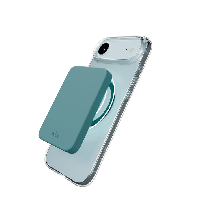 Puro Lite Mag TPU+PC Case Compatible with MagSafe for iPhone 17 Air - Transparent with Turquoise Ring