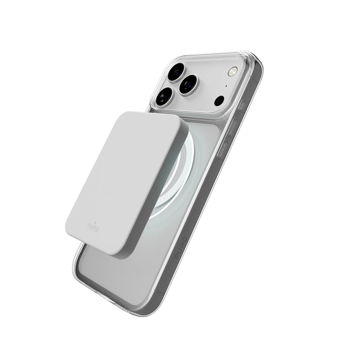 Puro Lite Mag TPU+PC Case Compatible with MagSafe for iPhone 17 Pro Max - Transparent with White Ring