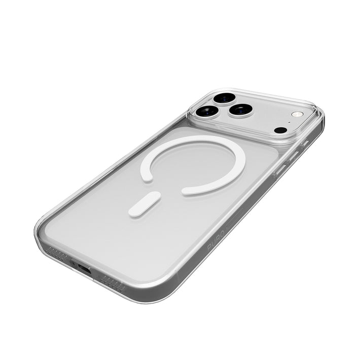 Puro Lite Mag TPU+PC Case Compatible with MagSafe for iPhone 17 Pro Max - Transparent with White Ring