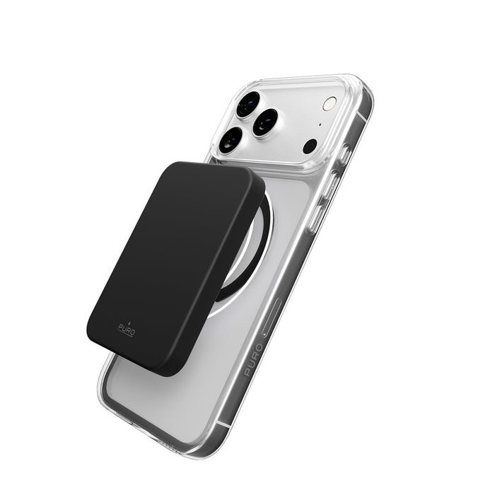 Puro Lite Mag TPU+PC Case Compatible with MagSafe for iPhone 17 Pro Max - Transparent with Black Ring