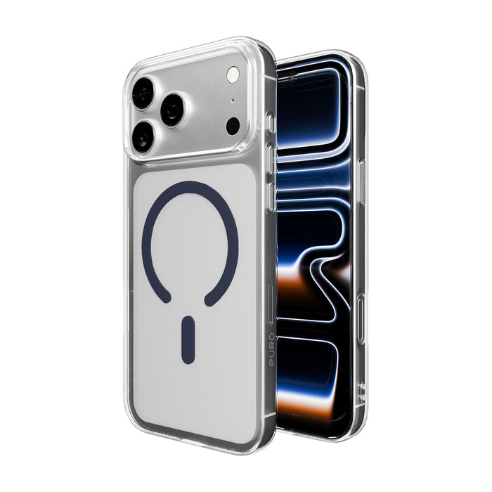 Puro Lite Mag TPU+PC Case Compatible with MagSafe for iPhone 17 Pro Max - Transparent with Blue Ring