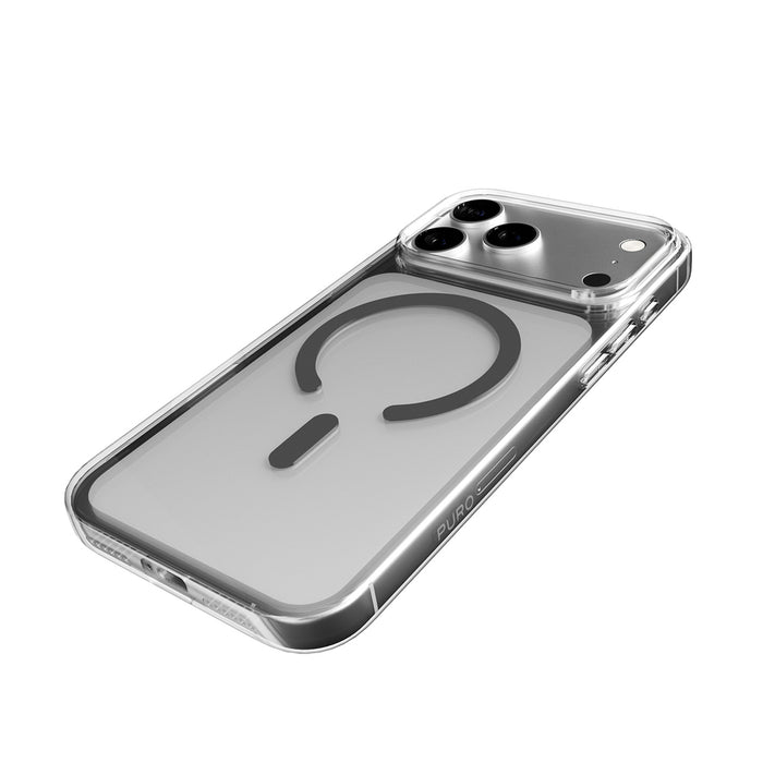 Puro Lite Mag TPU+PC Case Compatible with MagSafe for iPhone 17 Pro Max - Transparent with Gray Ring