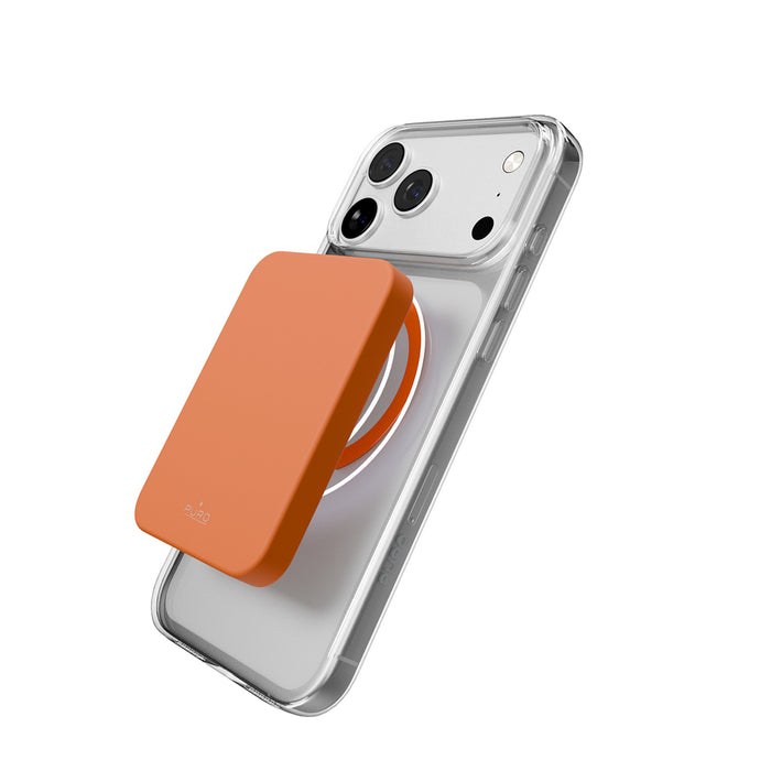 Puro Lite Mag TPU+PC Case Compatible with MagSafe for iPhone 17 Pro Max - Transparent with Orange Ring