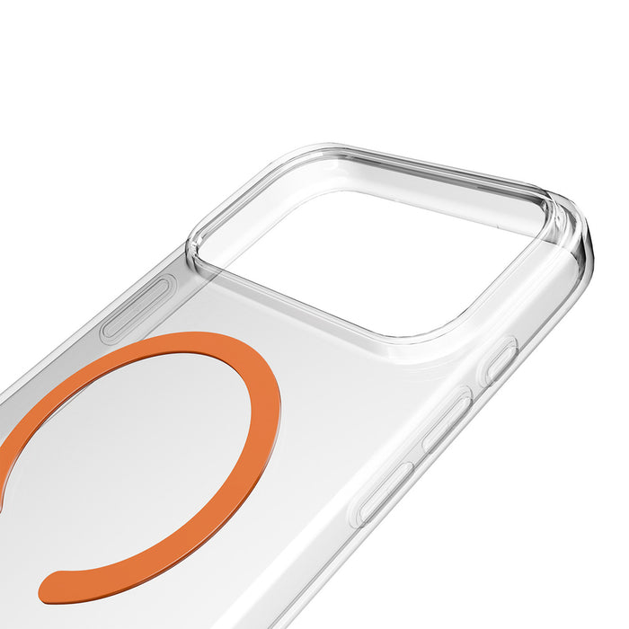 Puro Lite Mag TPU+PC Case Compatible with MagSafe for iPhone 17 Pro Max - Transparent with Orange Ring