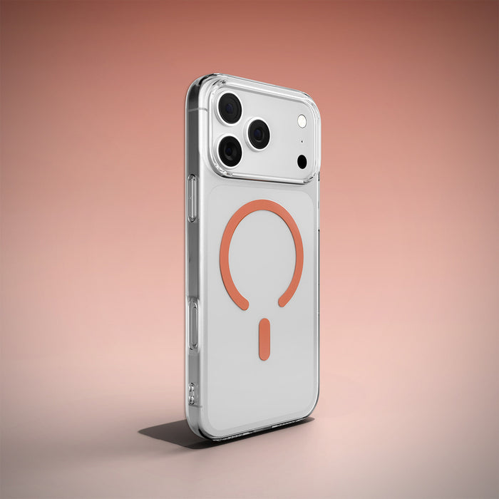 Puro Lite Mag TPU+PC Case Compatible with MagSafe for iPhone 17 Pro Max - Transparent with Orange Ring