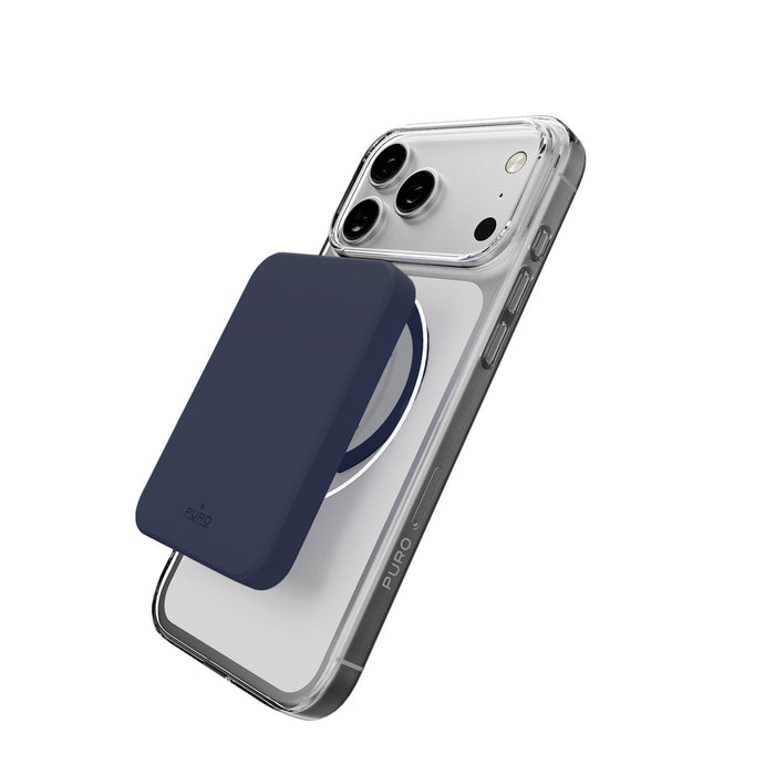 Puro Lite Mag TPU+PC Case Compatible with MagSafe for iPhone 17 Pro - Transparent with Blue Ring