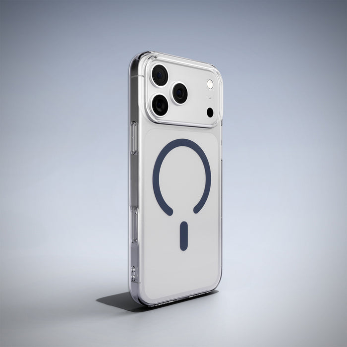 Puro Lite Mag TPU+PC Case Compatible with MagSafe for iPhone 17 Pro - Transparent with Blue Ring