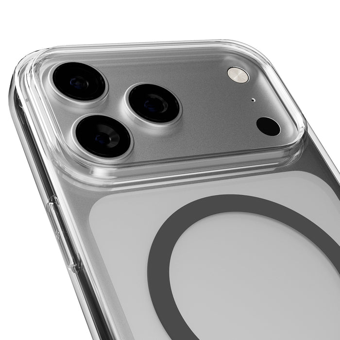 Puro Lite Mag TPU+PC Case Compatible with MagSafe for iPhone 17 Pro - Transparent with Gray Ring