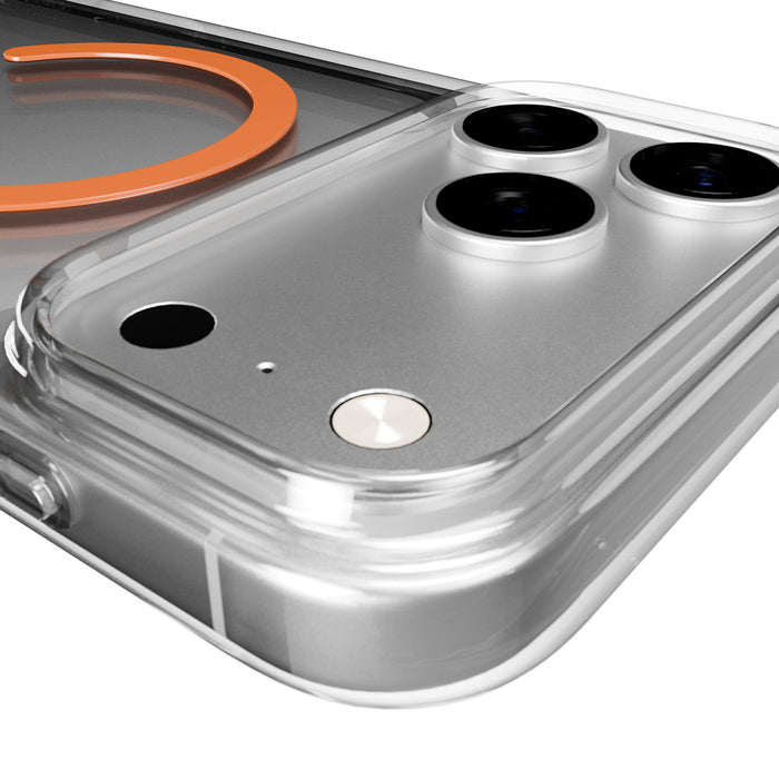 Puro Lite Mag TPU+PC Case Compatible with MagSafe for iPhone 17 Pro - Transparent with Orange Ring