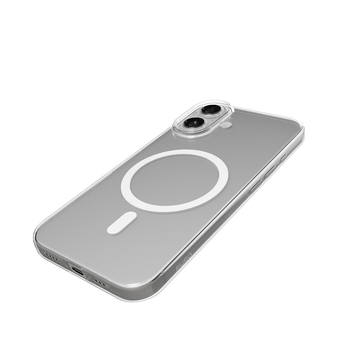 Puro Lite Mag TPU+PC Case Compatible with MagSafe for iPhone 17 - Transparent with White Ring