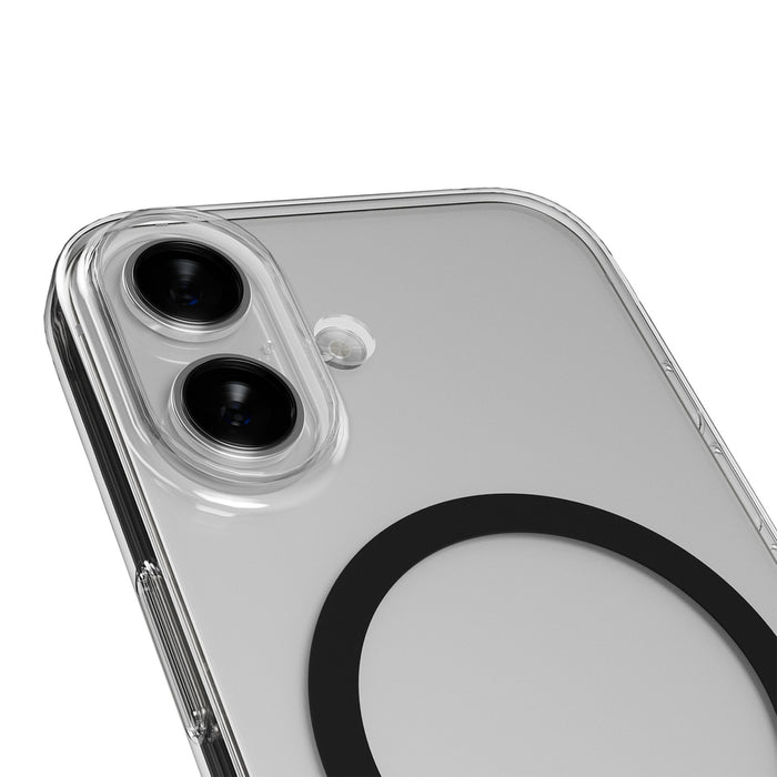 Puro Lite Mag TPU+PC Case Compatible with MagSafe for iPhone 17 - Transparent with Black Ring
