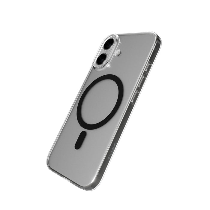 Puro Lite Mag TPU+PC Case Compatible with MagSafe for iPhone 17 - Transparent with Black Ring