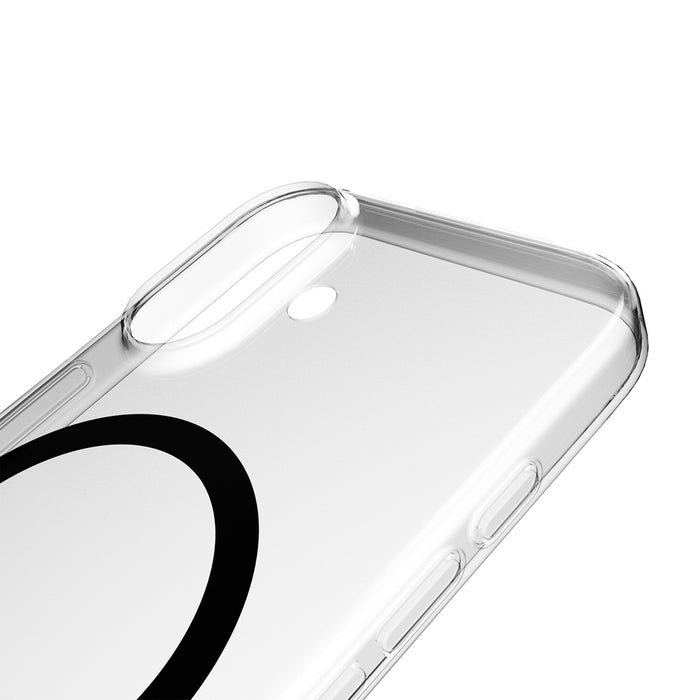 Puro Lite Mag TPU+PC Case Compatible with MagSafe for iPhone 17 - Transparent with Black Ring