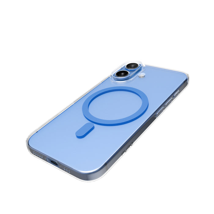 Puro Lite Mag TPU+PC Case Compatible with MagSafe for iPhone 17 - Transparent with Blue Ring