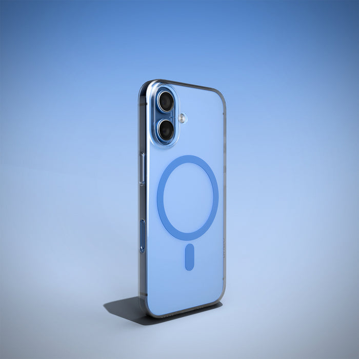 Puro Lite Mag TPU+PC Case Compatible with MagSafe for iPhone 17 - Transparent with Blue Ring