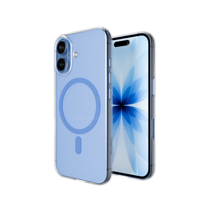 Puro Lite Mag TPU+PC Case Compatible with MagSafe for iPhone 17 - Transparent with Blue Ring