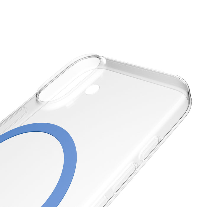 Puro Lite Mag TPU+PC Case Compatible with MagSafe for iPhone 17 - Transparent with Blue Ring
