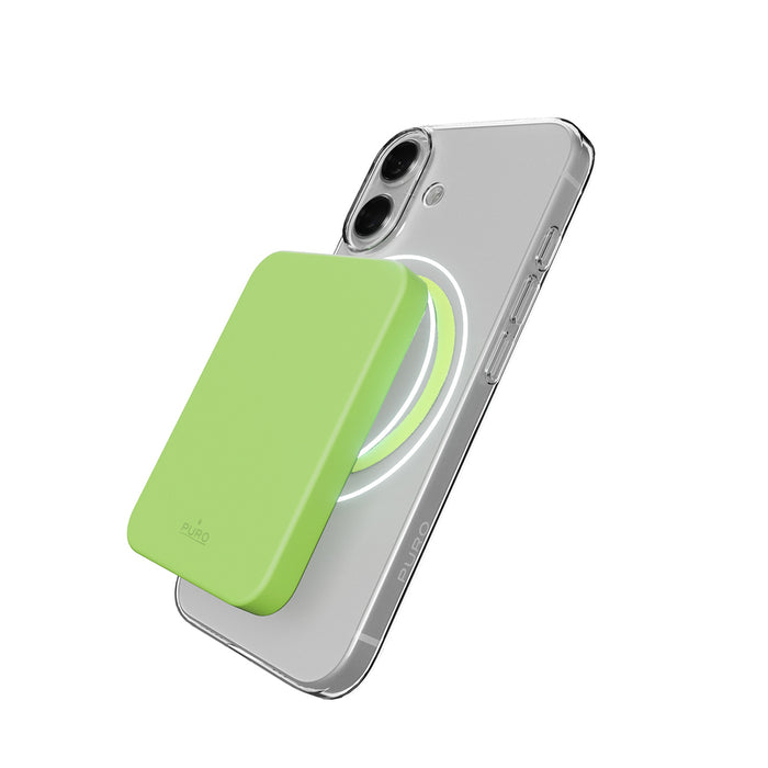Puro Lite Mag TPU+PC Case Compatible with MagSafe for iPhone 17 - Transparent with Green Ring