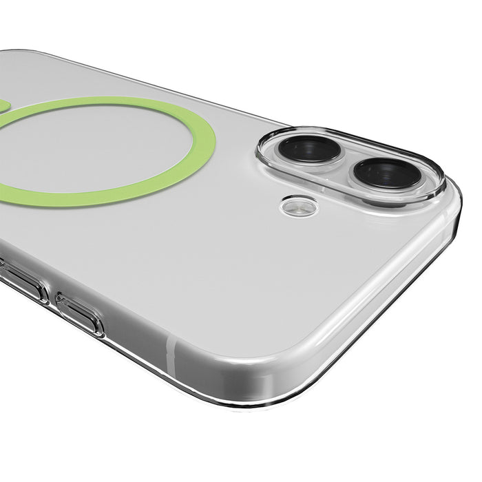 Puro Lite Mag TPU+PC Case Compatible with MagSafe for iPhone 17 - Transparent with Green Ring
