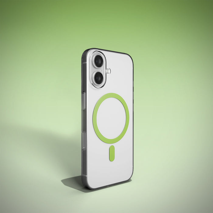 Puro Lite Mag TPU+PC Case Compatible with MagSafe for iPhone 17 - Transparent with Green Ring