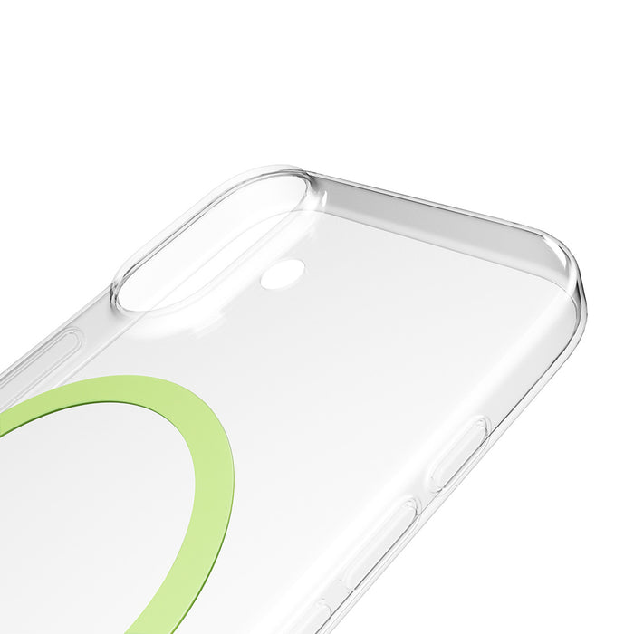 Puro Lite Mag TPU+PC Case Compatible with MagSafe for iPhone 17 - Transparent with Green Ring