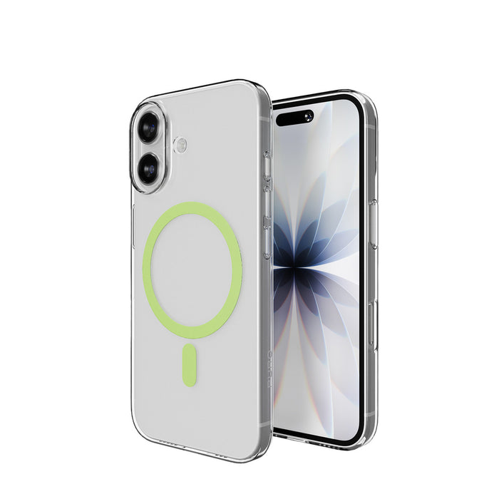 Puro Lite Mag TPU+PC Case Compatible with MagSafe for iPhone 17 - Transparent with Green Ring
