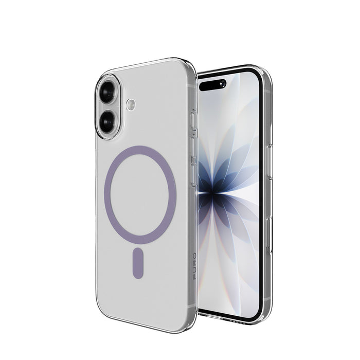 Puro Lite Mag TPU+PC Case Compatible with MagSafe for iPhone 17 - Transparent with Pink Ring