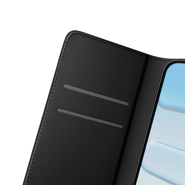 Puro Wallet Stand Case for iPhone 17 Air made of eco-leather, with a flap, wallet and stand function - black