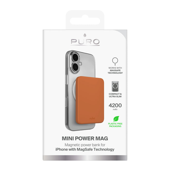 Puro 4200mAh Ultra-Thin MagSafe USB-C Compatible Power Bank - Orange