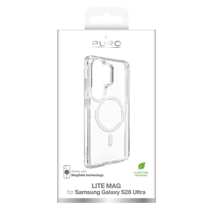 Puro LITE MAG Protective Case for Samsung Galaxy S26 Ultra Compatible with MagSafe - Transparent