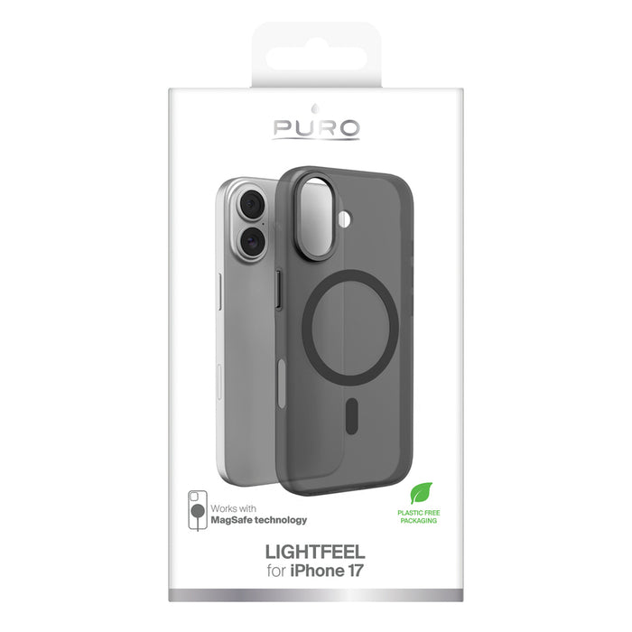 Puro Lightfeel case for iPhone 17 compatible with MagSafe - transparent and black