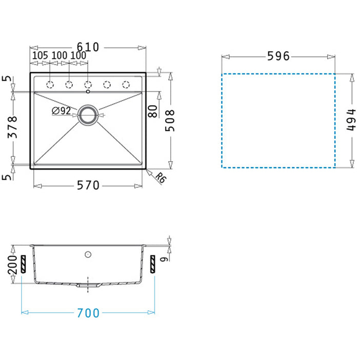 GRANITE KITCHEN SINK PYRAMIS ITHAKA 61X51 CM 1B BEIGE