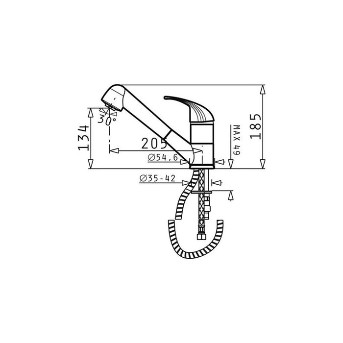 KITCHEN FAUCET WITH PULL-OUT SHOWER PYRAMIS FESTIVO CHROME