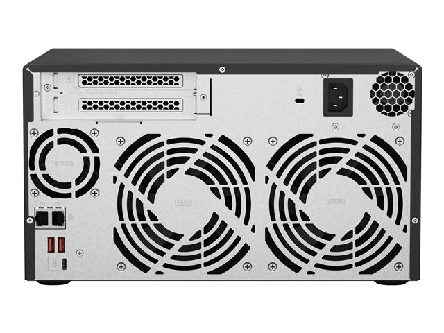 QNAP 8-bay NAS AMD Ryzen Embedded V1500B 2.2GHz 8GB 8xSATA 6Gb/s bays 2xM.2 NVMe PCIe Gen3 SSD slots 2x2.5GbE LAN optional 10GbE