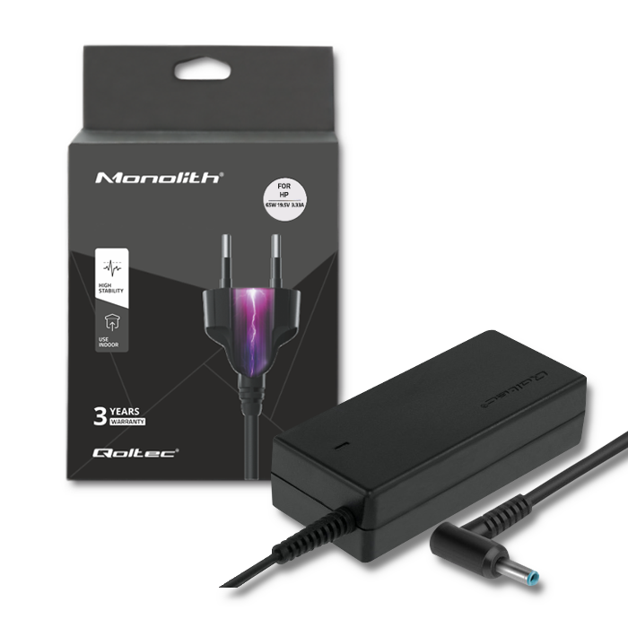 Qoltec 50051.65W.HP power adapter/inverter Indoor Black - Power supplies for laptopsZDL-NOT<<<Power supplies
