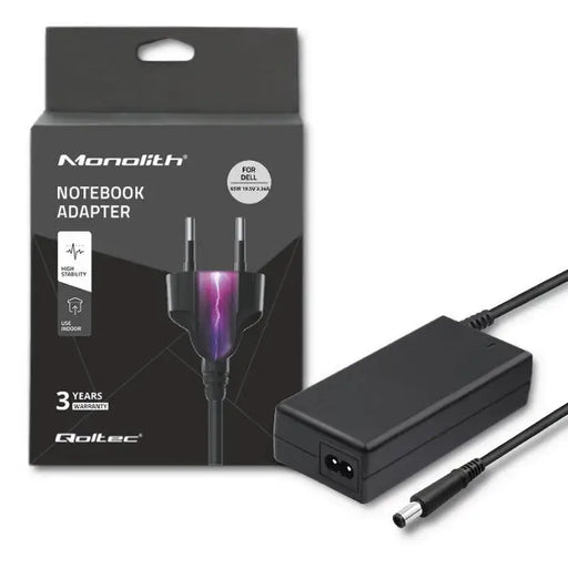 Qoltec 51519.65W Power adapter for Dell | 65W | 19.5V | 3.34A | 7.4*5.0 + pin | +power cable - Power supplies