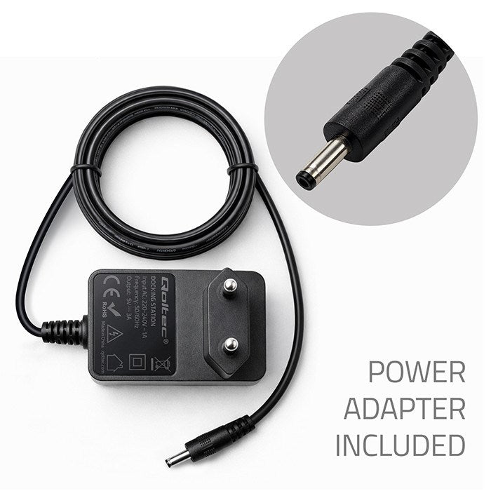 Qoltec 52366 M.2 NVMe SSD Docking Station | PCIe | USB-C | 20 Gb/s | DUAL 2 x 8TB | Offline cloning